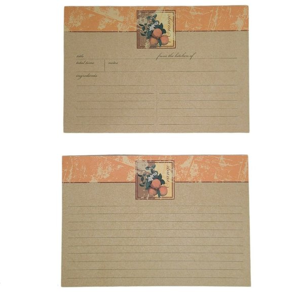 18-Pk Double Sided Blank Recipe Cards 4.5"x6.5" Fruitful Harvest Orange Blossom - Picture 3 of 3